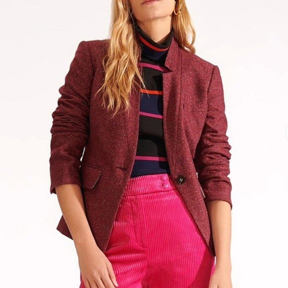 Veronica Beard Farley Dickey Jacket In Berry Size 6.